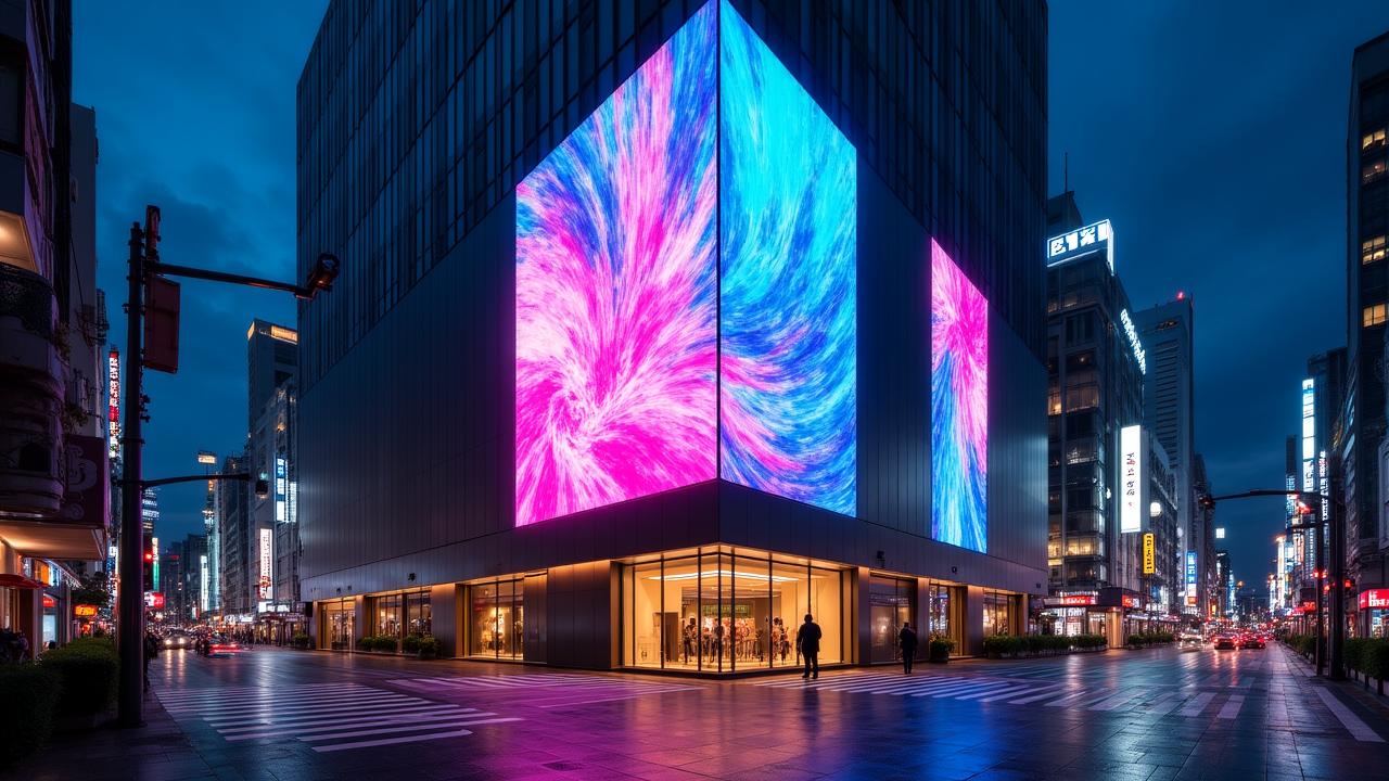 都会の夜景に映える洗練されたデジタルサイネージ広告塔